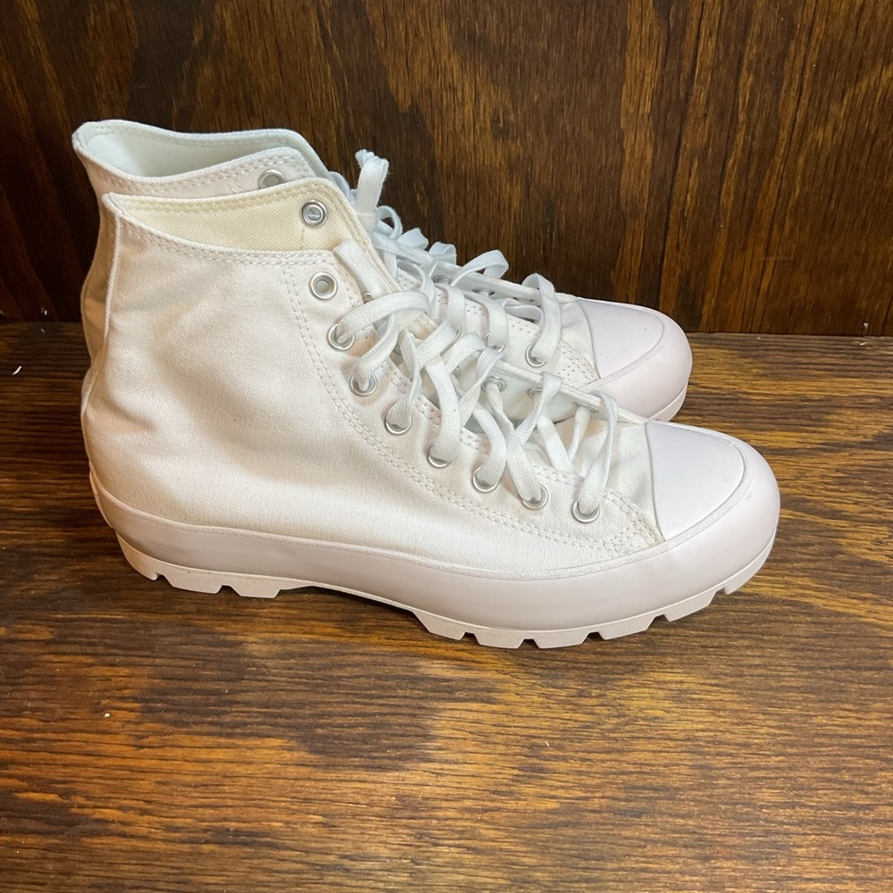 Converse Women's Chuck Taylor All Star Lugged High White Platform Shoes Sneakers